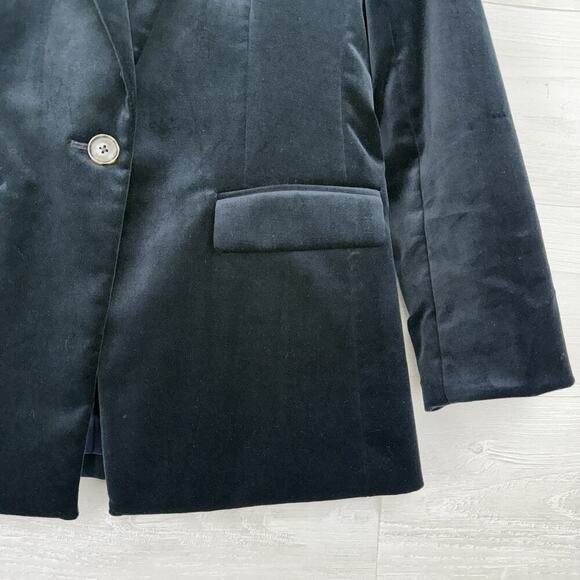 J.Crew Willa Blazer Womens 2 Black Stretch Velvet One Button‎ Preppy Academia - Picture 5 of 16